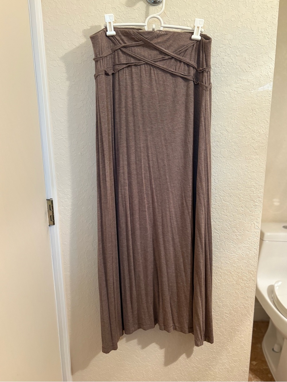 Max Studio Taupe Maxi Skirt with Braided Waist Detail